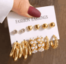 Aurora Vintage Gold Pearl Dangle Earrings Geometric Statement Jewelry 10