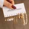 Aurora Vintage Gold Pearl Dangle Earrings Geometric Statement Jewelry 14