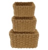 Grass Woven Storage Baskets Set Decorative Multipurpose Organizer Bins Set Of 3 5