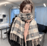 Womens Plaid Blanket Scarf Heart Pattern Warm Shawl For Autumn And Winter 2