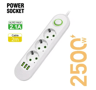 EU Power Strip Extension Cord With USB Ports 2M Cable Multi Socket Adapter 6