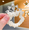 Princess Pearl Crown Hair Tie For Girls Elastic Kids Hair Accessory 5