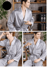Mens Satin Kimono Robe Long Sleeve Luxury Bathrobe Up To 5XL 1