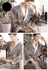 Mens Satin Kimono Robe Long Sleeve Luxury Bathrobe Up To 5XL 3