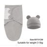 Baby Swaddle Blanket And Hat Set Soft Cotton Newborn Wrap For 0 To 6 Months 3