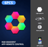 RGB Intelligent Hexagonal Wall Lamp Music Sync App Control Light Panels 4
