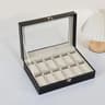 12 Slot Watch Box Faux Leather Watch Display Case Glass Top Organizer 6