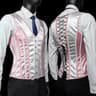 Elegant Renaissance Mens Waist Cincher  SteelBoned Medieval Corset Vest For Stomach Control 6