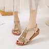 Womens Wedge Platform Sandals Summer Bohemian Rhinestone Peep Toe Shoes 9