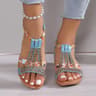 Womens Wedge Platform Sandals Summer Bohemian Rhinestone Peep Toe Shoes 10