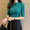 Womens Summer Knit Blouse Short Sleeve Pullover Lightweight Casual Top 7