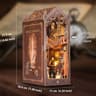DIY Book Nook Kit Wooden Dollhouse Building Set LED Bookshelf Insert Miniature House Bookend 7