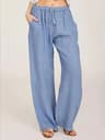 Womens Cotton Linen Wide Leg Pants  Casual Loose Trousers With Elastic Waist  Pockets 10