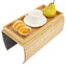 Bamboo Sofa Armrest Tray  Foldable Couch Cup Holder With AntiSlip Design And Side Storage 10