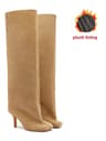 Autumn Winter Womens Knee High Boots  6cm Slim High Heels Round Toe Fashion Long Boots KnightInspir
