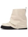 Womens Autumn Winter Calf Boots  Pleated Leather MidLeg Design With Thick High Heels 26