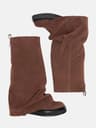 Womens Autumn Winter Calf Boots  Pleated Leather MidLeg Design With Thick High Heels 28