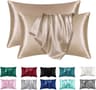2Pack Satin Silk Pillowcases  Super Soft Standard Size Pillow Covers For Hair And Skin Care 10