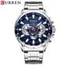 CURREN Mens Chronograph Watch  Stainless Steel Sport Wristwatch With Big Dial  Luminous Hands 9