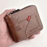 Mens Classic PU Leather Wallet  Zipper Short Wallet With Coin Pocket  Card Holder 8