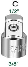 CRV Chrome Vanadium Steel Socket Adapter Set  12 To 38 To 14 Ratchet Wrench Converter 8