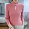 Elegance Mink 100 Mink Cashmere StandCollar Sweater  SlimFit Long Sleeve Pullover For Women 11