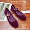 Velvet Mary Jane Streetwear Ballet Flats  Womens HandStitched Solid Colour Loafers 10