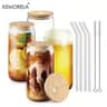 186oz Glass Cup With Lid And Straw For Bubble Tea Coffee And Milk Drinks 8
