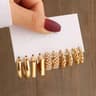 Gold Color Vintage Geometry Pearl Earrings Set Square Dangle And Round Earrings For Women Simple Tr 8