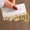 Gold Color Vintage Geometry Pearl Earrings Set Square Dangle And Round Earrings For Women Simple Tr 9