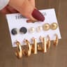 Gold Color Vintage Geometry Pearl Earrings Set Square Dangle And Round Earrings For Women Simple Tr 12