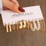 Gold Color Vintage Geometry Pearl Earrings Set Square Dangle And Round Earrings For Women Simple Tr 11