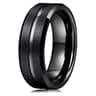 Fashion 8mm Mens Black Tungsten Wedding Band With Groove Beveled Edge 4
