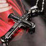 2024 Crystal Jesus Cross Pendant Necklace For Men Stainless Steel 7
