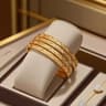 Herseygold Slim Gold Bangle Bracelet Set  Carved Flower Layered Cuff For Brides  Everyday Elegance 9