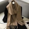 Solid Color Thick Cashmere Feel Winter Scarf With Tassels For Women 13