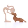 Family Puppy Wood Dog Craft Figurine Desk Ornament 6