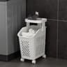 Multilayer Wheeled PP Plastic Laundry  Storage Basket Cart 6
