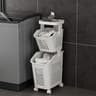 Multilayer Wheeled PP Plastic Laundry  Storage Basket Cart 7