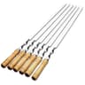 6 Piece Extra Long BBQ Skewers With Wooden Handles  Stainless Steel Shish Kebab Grill Sticks 7