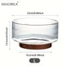 Large Clear Glass Bowl With Wooden Base  Fruit Salad Snack And Popcorn Serving Bowl 8