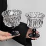 KEMORELA Retro Embossed Tall Glass Cup  Black CrystalStyle Goblet For Whiskey Coffee And Desserts 1 8