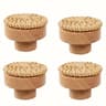 12Pack Bohemian Rattan Drawer Knobs  Round Wooden WickerWeave Cabinet Knobs With Screws 9