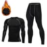 Mens 2Piece Winter Warm Fleece Thermal Underwear Set With Long Johns And Compression Tights 11