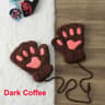 Cute Cat Claw Winter Half Finger Gloves  Thick Fluffy Bear Paw Plush Fingerless Mittens For Women A 9