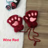 Cute Cat Claw Winter Half Finger Gloves  Thick Fluffy Bear Paw Plush Fingerless Mittens For Women A 19
