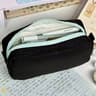 Simplicity Solid Color Large Capacity Pen Bag With Zipper Portable Stationery Pouch 7