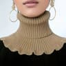 Black And White Knitted Neck Scarf For Women  Soft Thick Warm False Turtleneck With Elegant Ruffle  8