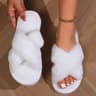 Womens Fluffy Open Toe NonSlip Flat Fur Slide Slippers 6