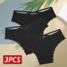 Womens 3Piece Cotton LowRise Lace Brazilian Panties Set Breathable Soft Underwear SXL 10